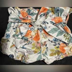 Floral Shorts With Belt Loops And Matching Belt